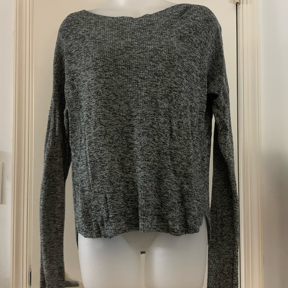 Boat Neck Marled Long Sleeve Sweater